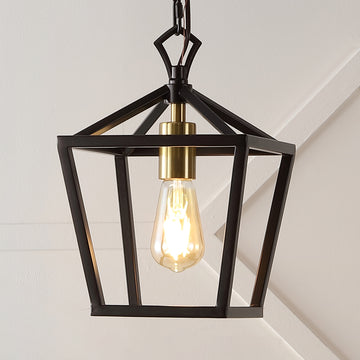 Oslin 8" Vintage Farmhouse Iron Chain Pagoda LED Pendant - JONATHAN Y